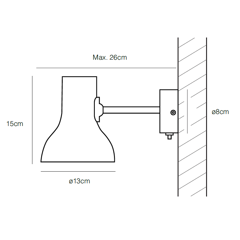 Type 75 mini Mettallic væglampe Anglepoise