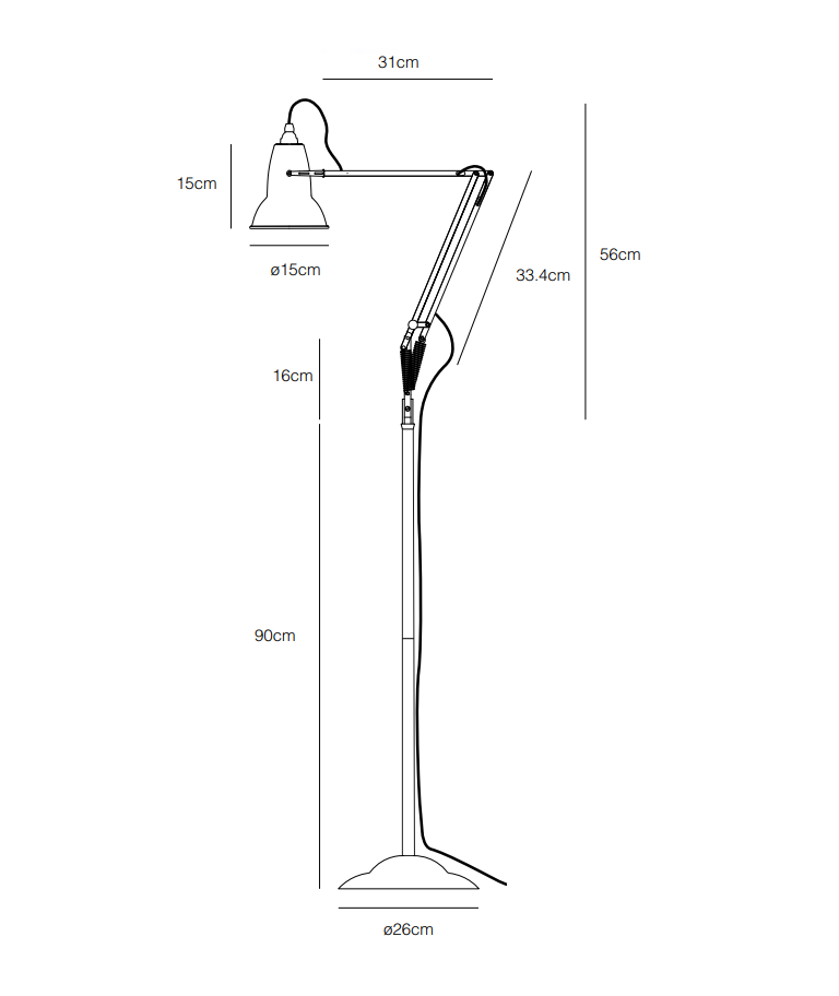Original 1227 gulvlampe Anglepoise