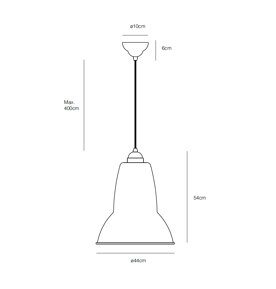 Måltegning af Giant 1227 brass pendel Anglepoise