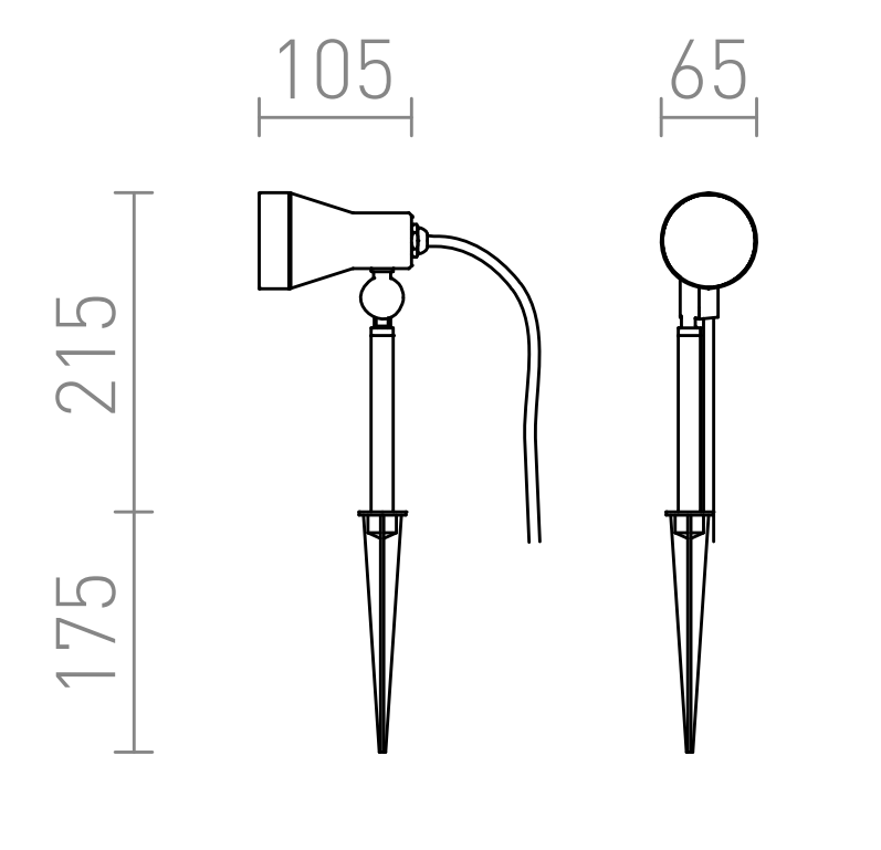 Måltegning af Direzza spot på spyd GU10