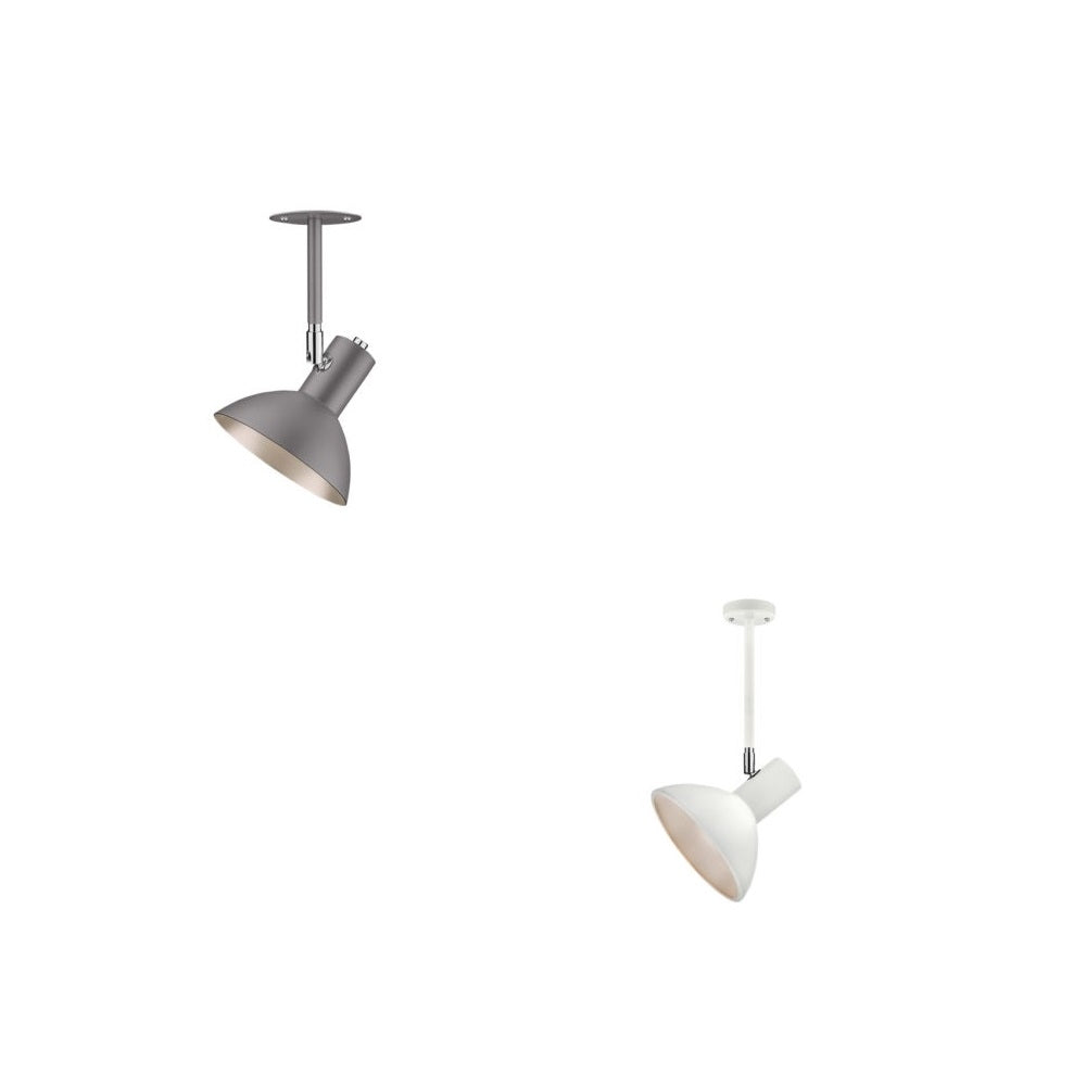 Tragten vist i grå og hvid loftlampe