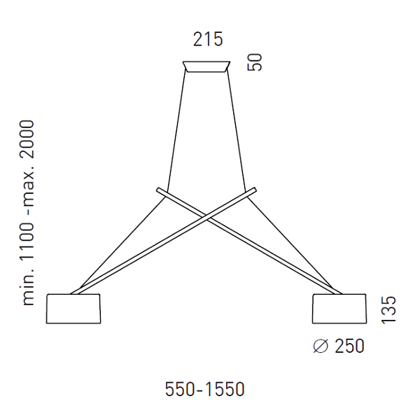 Stregtegning af Twin pendel fra serien lighting