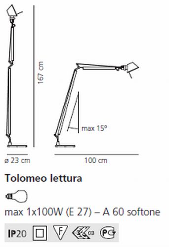 Tolomeo Reading E27/ LED gulvlampe Artemide