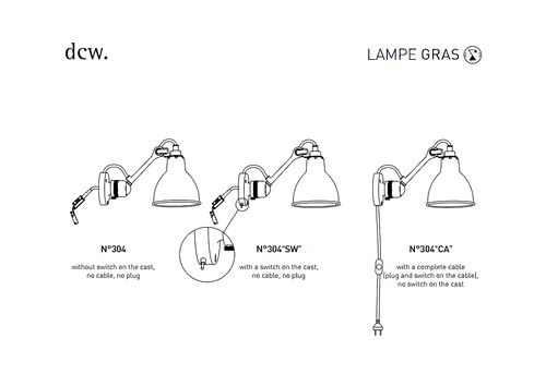 Lampe Gras 304 væglampe stregtegning