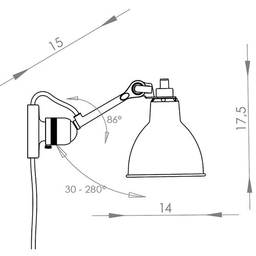 Lampe Gras 304 væglampe stregtegning