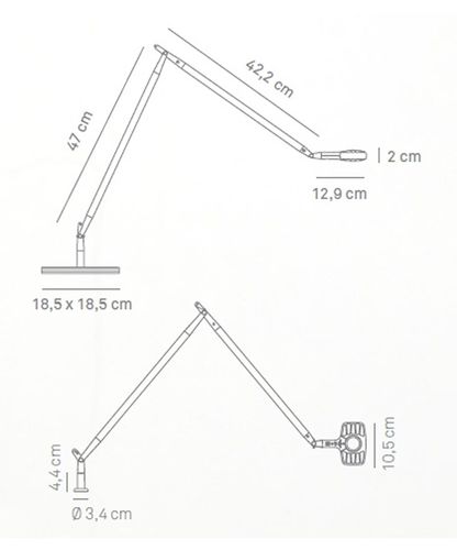 Måltegning Otto Watt D72N1 væg/bordlampe Luceplan