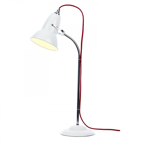 Duo hvid m. rød ledn anglepoise bordlampe