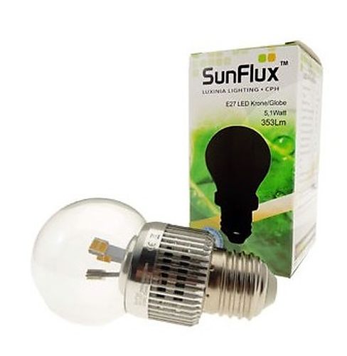 E27 Luxinia 5,1W, 2650K, 353Lm, Ra85, 360° DIM sunflux