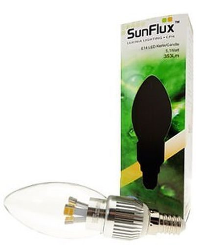E14 kerte 5,1W LED klar Luxinia 2650K 353Lm Ra85, 360° sunflux