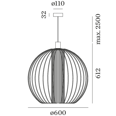 Stregtegning modle 1.0 Wiro globe pendel Wever & Ducrè