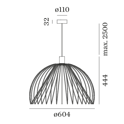 Stregtegning model 2.0 Wiro globe pendel Wever & Ducrè