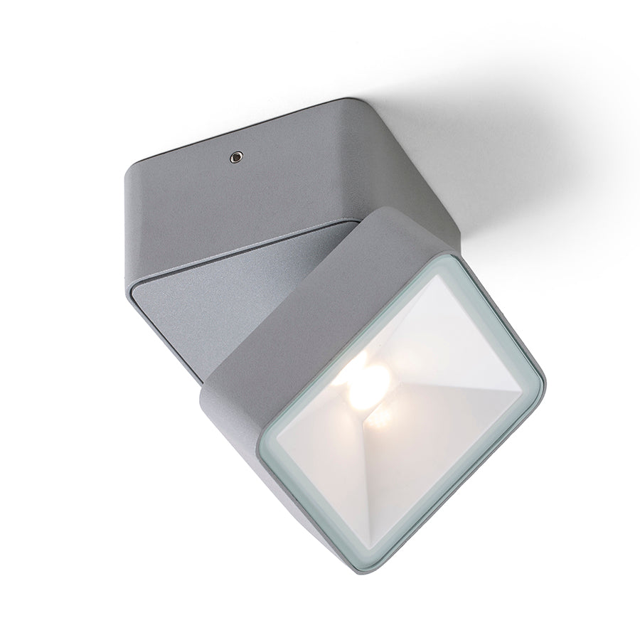 FLAVIO SQ LED påbygningsspot i lysegrå, 6 W, 3000 K, IP54