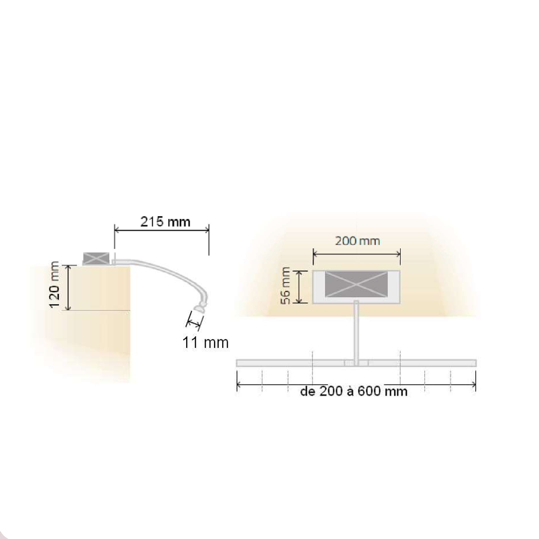 Kyoto LED montering vandret buet arm 20-60 cm
