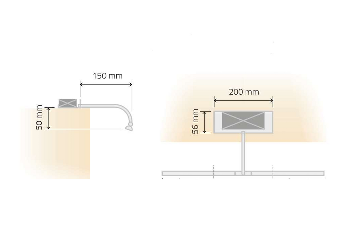 Kyoto LED montering vandret lige arm 23-63 cm