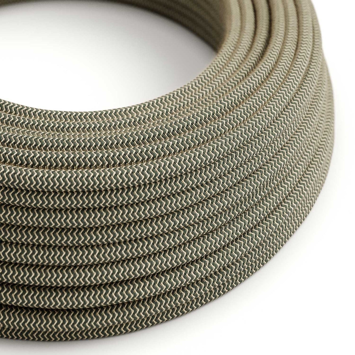 Antracitgrå og beige zigzag ægte bomuld dekorativ stofledning