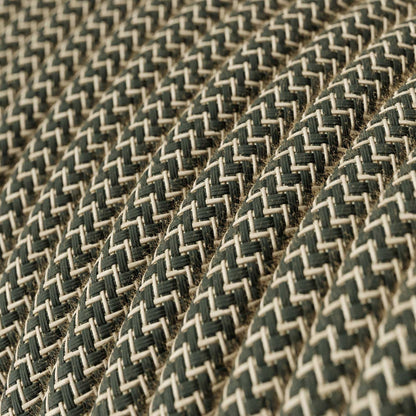 Antracitgrå og beige zigzag ægte bomuld dekorativ stofledning