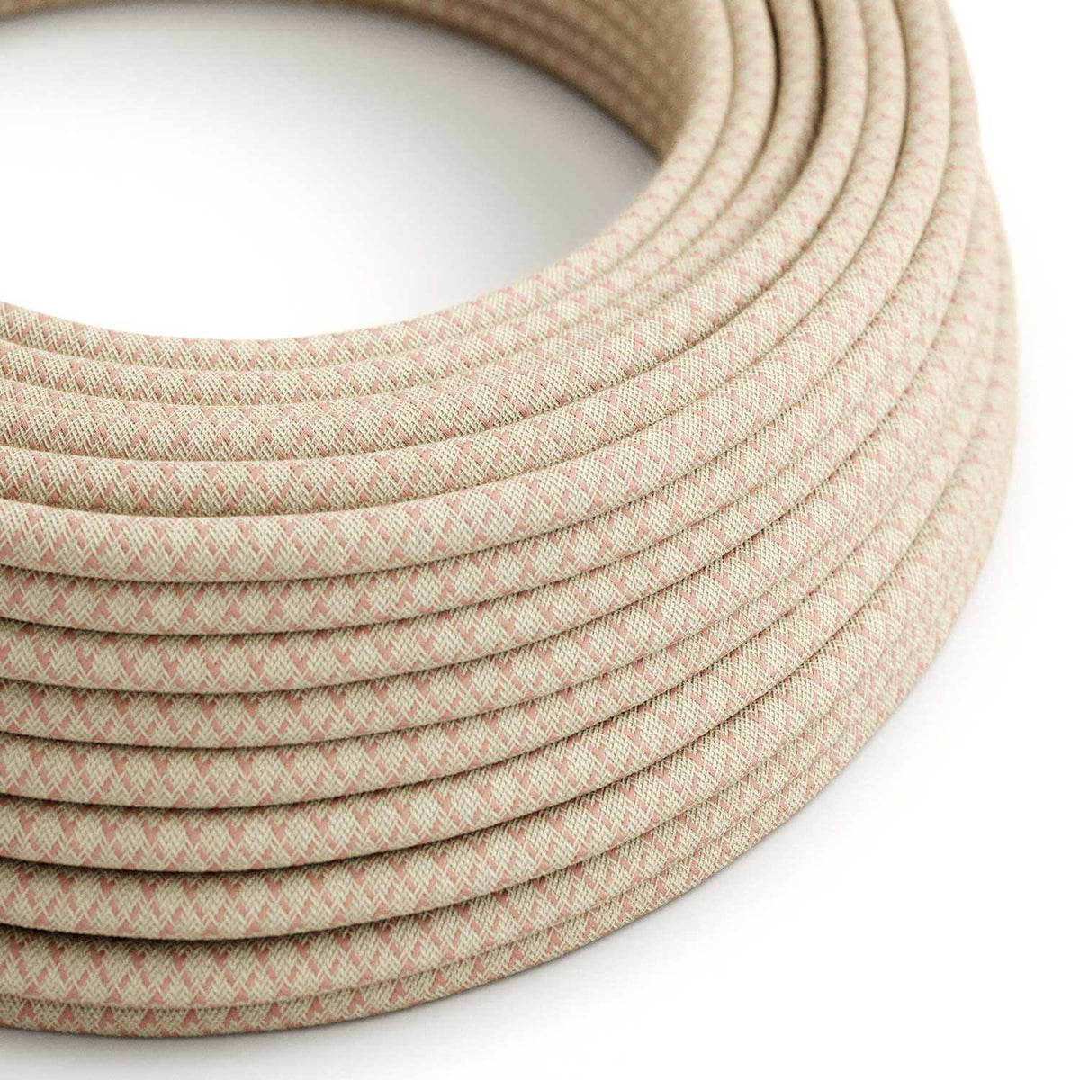 Antik pink og beige kryds ægte bomuld dekorativ stofledning