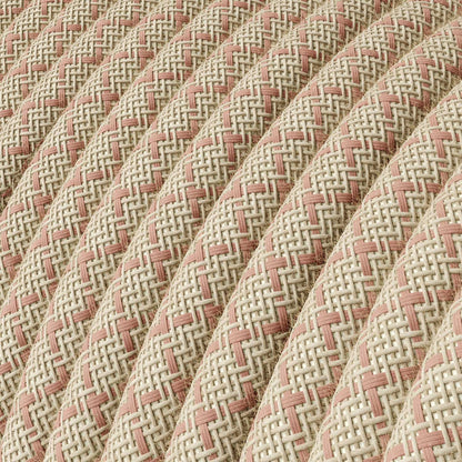 Antik pink og beige kryds ægte bomuld dekorativ stofledning