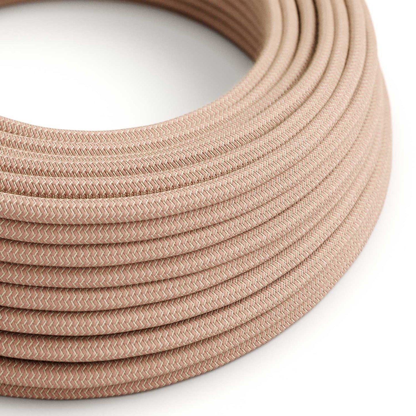 Antik pink og beige zigzag ægte bomuld dekorativ stofledning