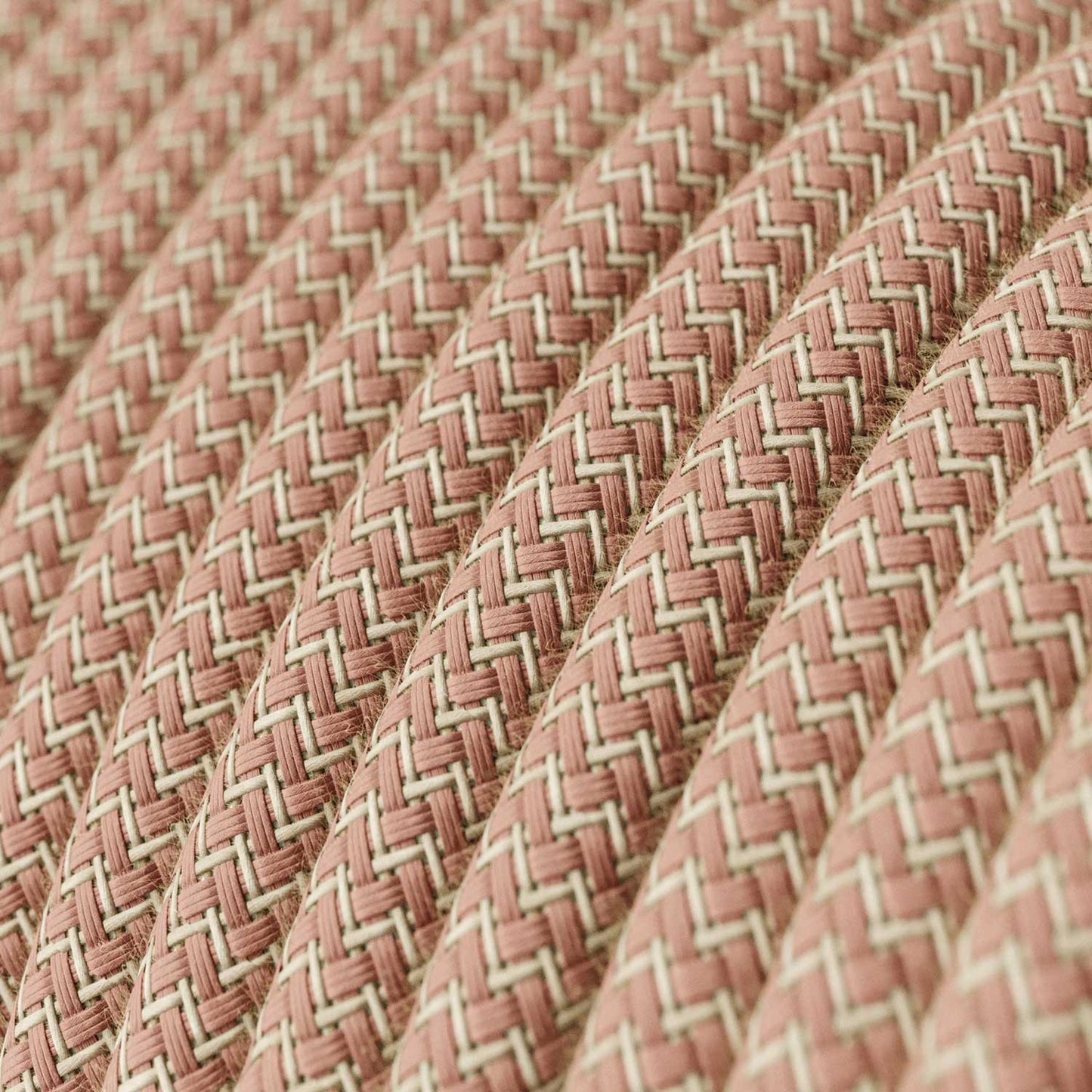 Antik pink og beige zigzag ægte bomuld dekorativ stofledning
