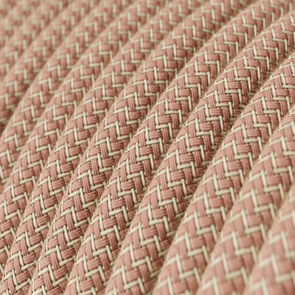 Antik pink og beige zigzag ægte bomuld dekorativ stofledning