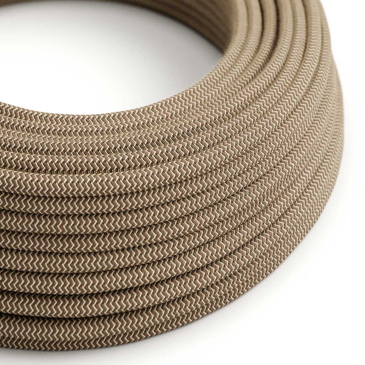 Bark og beige zigzag ægte bomuld dekorativ stofledning