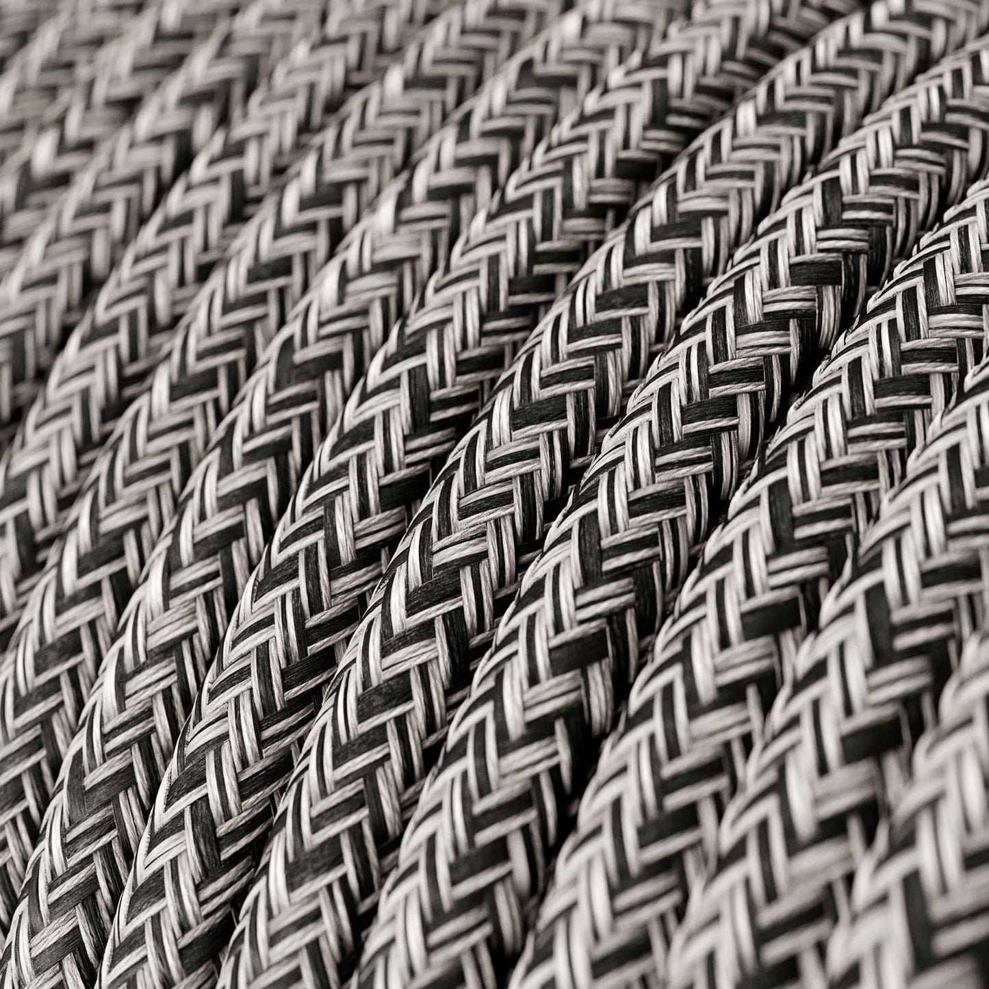 Sort onyx tweed glitter zigzag ægte bomuld dekorativ stofledning