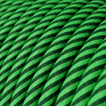 Stribet kiwi og dark green Vertigo HD Cheshire ægte dekorativ stofledning