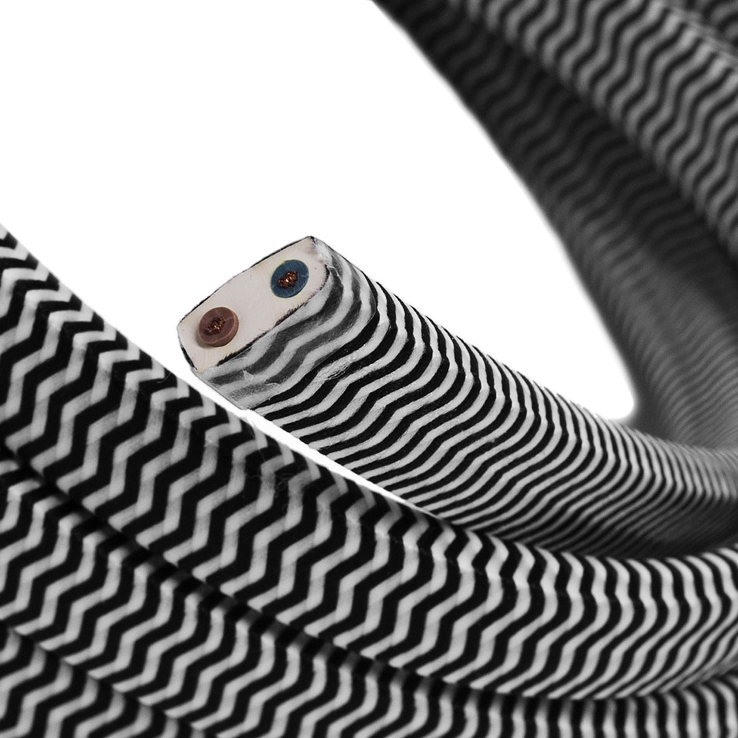 Lyskæde kabel zigzag hvid/sort 2x1,5mm2 Lamper 4U