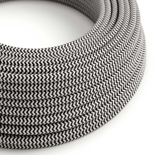 Sort / hvid zigzag ægte dekorativ Rayon stofledning
