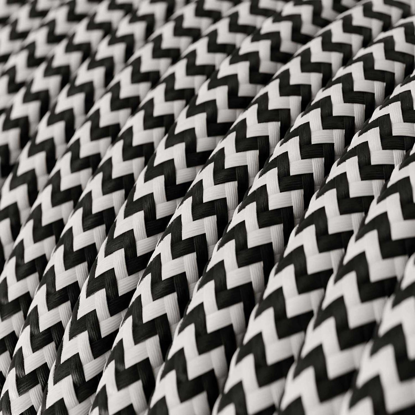 Sort / hvid zigzag ægte dekorativ Rayon stofledning