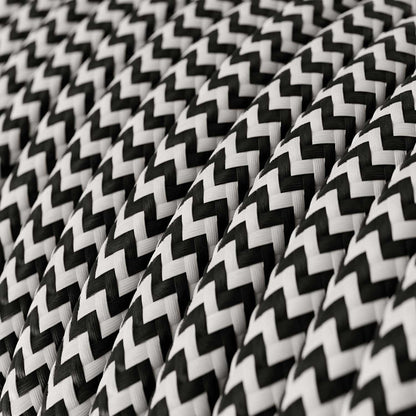 Sort / hvid zigzag ægte dekorativ Rayon stofledning