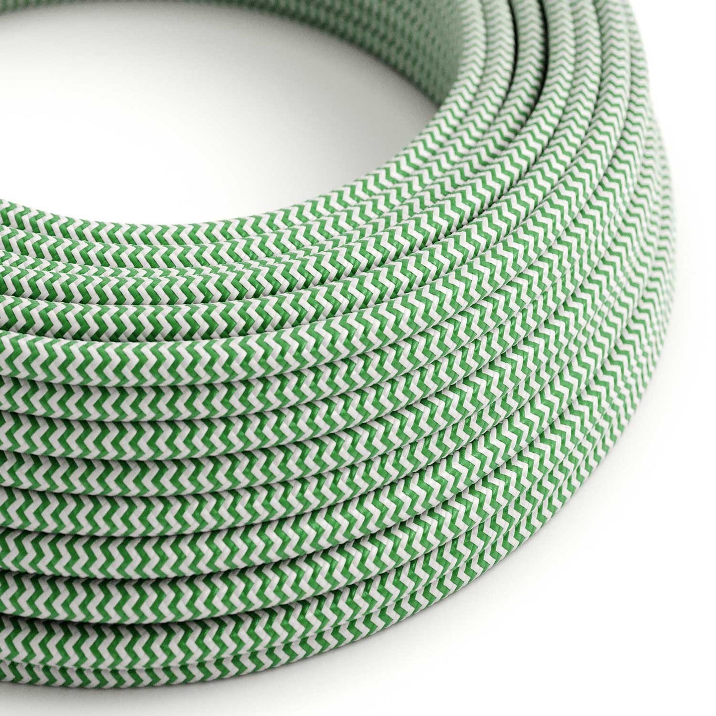 Grass green og hvid zigzag ægte bomuld dekorativ stofledning