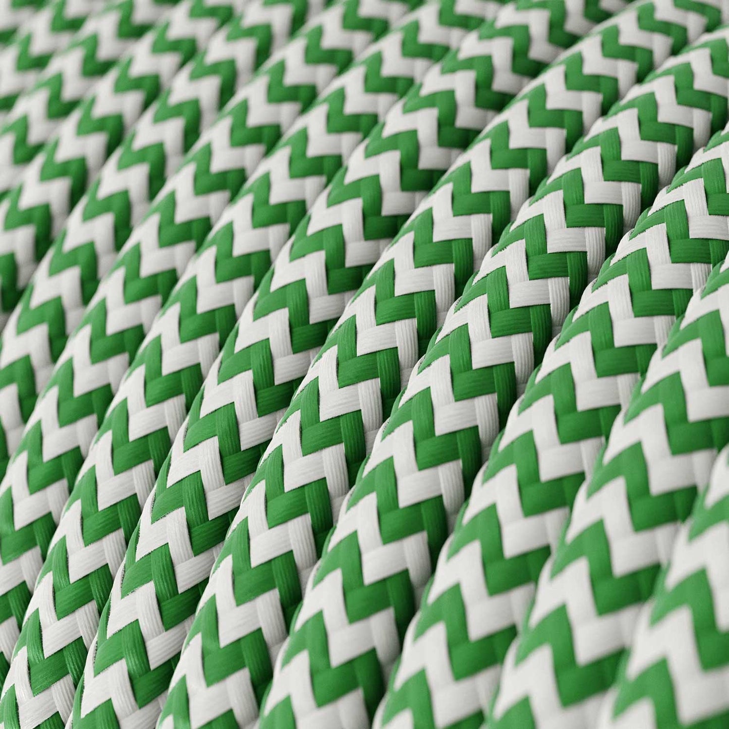 Grass green og hvid zigzag ægte bomuld dekorativ stofledning