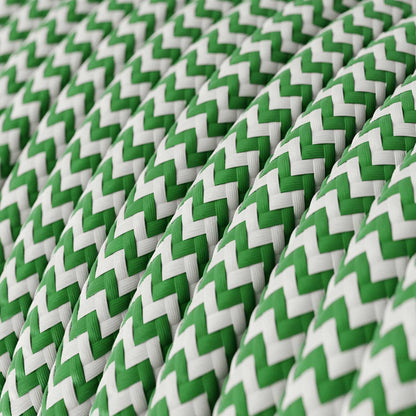 Grass green og hvid zigzag ægte bomuld dekorativ stofledning
