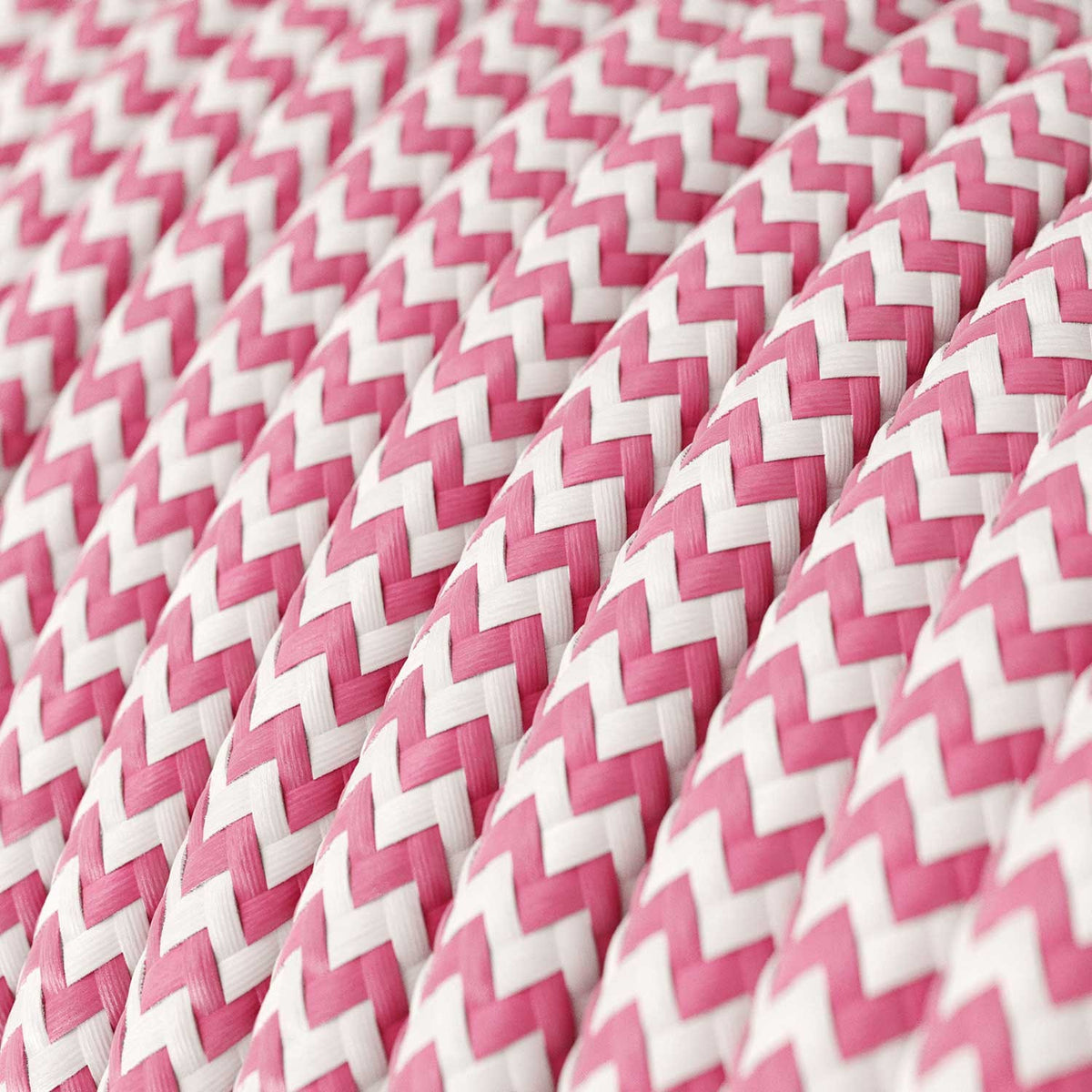 Blank pink fuchsia/ hvid zigzag ægte bomuld dekorativ stofledning