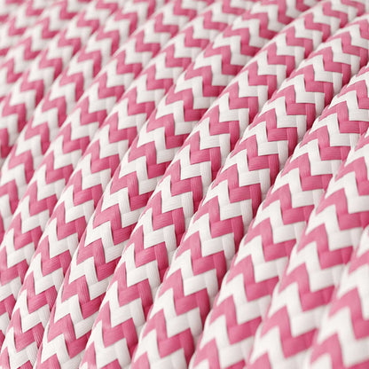 Blank pink fuchsia/ hvid zigzag ægte bomuld dekorativ stofledning