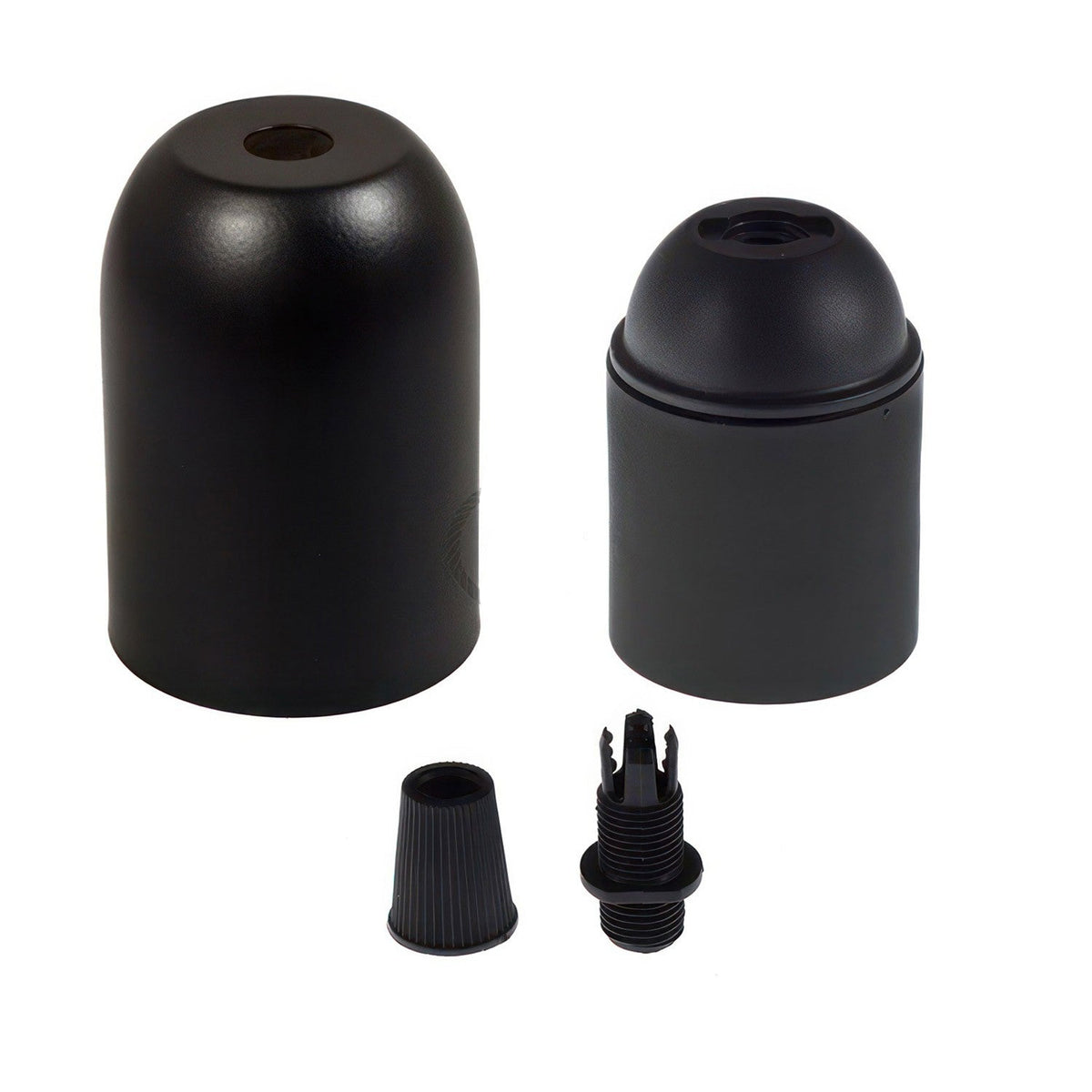 Halvkugleformet E27 fatning malet metal med cylindrical ledningsaflastning