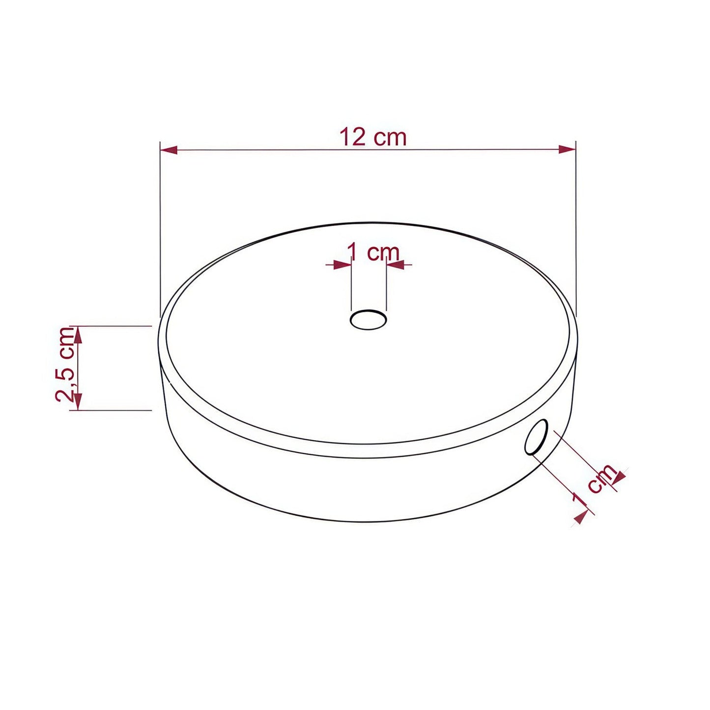 Roset 1 center 2 sidehuller Ø12 cm