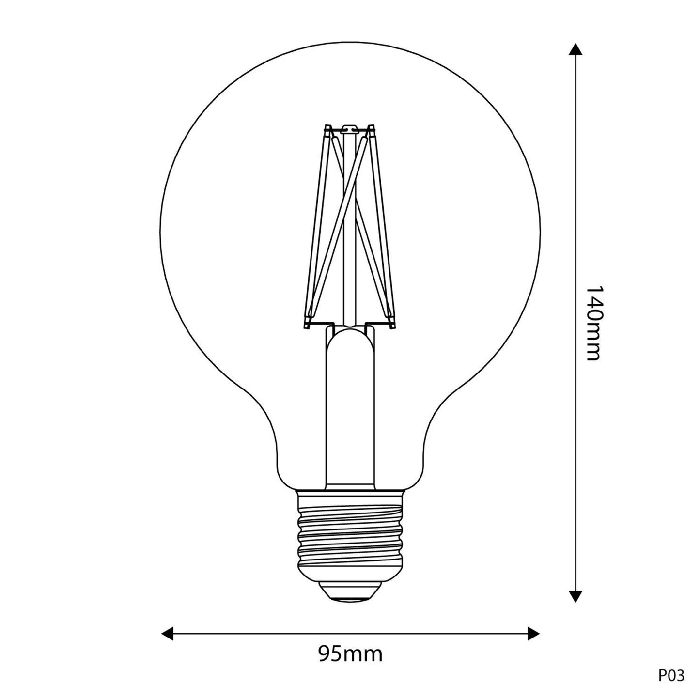 LED Porcelain G125 7W E27 Dimmable 2700K CRI95