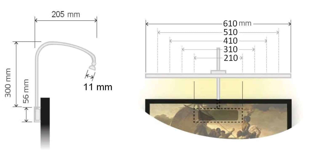 Paris LED 71-101 cm væg bag maleri