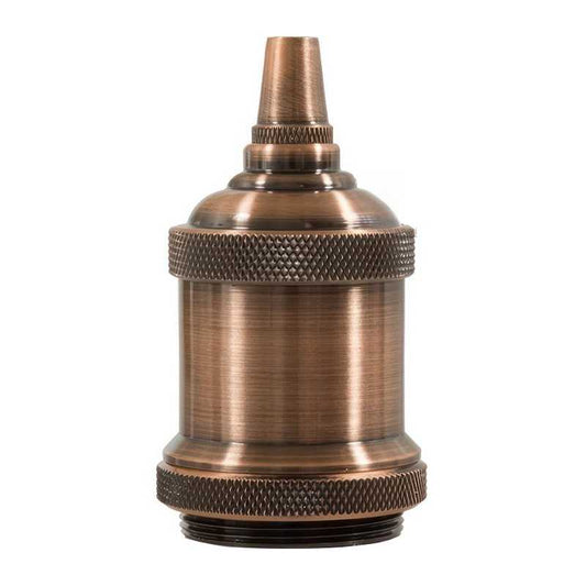 E27 massiv metal fatning med ledningsaflastning og ring