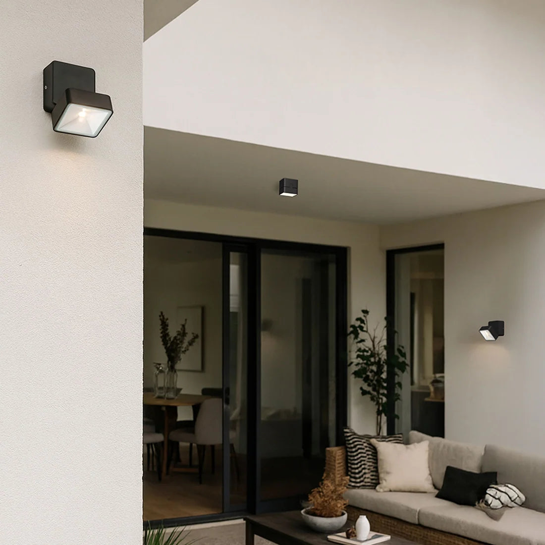 FLAVIO SQ LED påbygningsspot i lysegrå, 6 W, 3000 K, IP54
