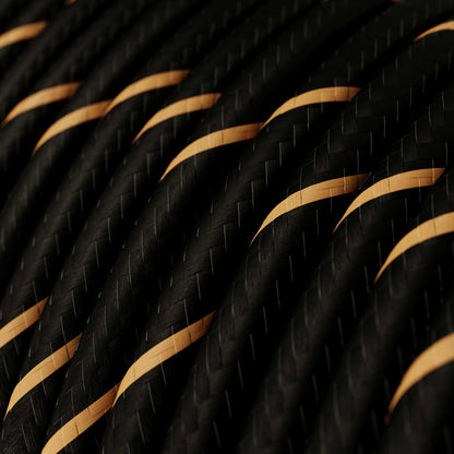Stribet sort/guld Vertigo HD Cheshire ægte dekorativ stofledning