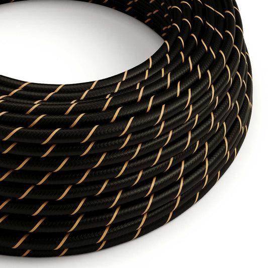 Stribet sort/guld Vertigo HD Cheshire ægte dekorativ stofledning
