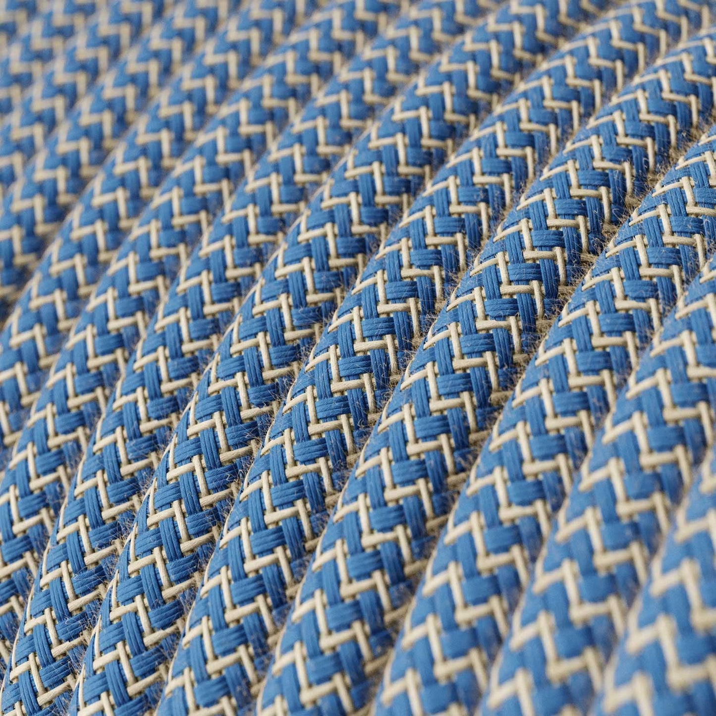 Steward blue og beige zigzag ægte bomuld dekorativ stofledning