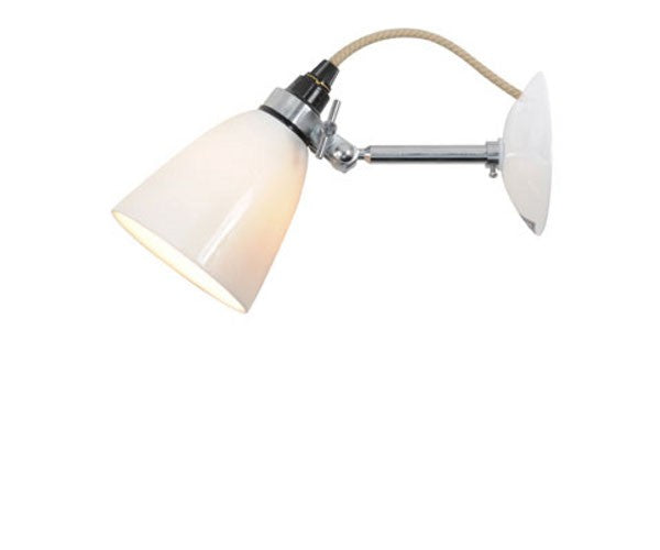 Hector small dome væglampe hvid porcelænskærm til montering direkte på ledning eller lampeudtag fra original BTC