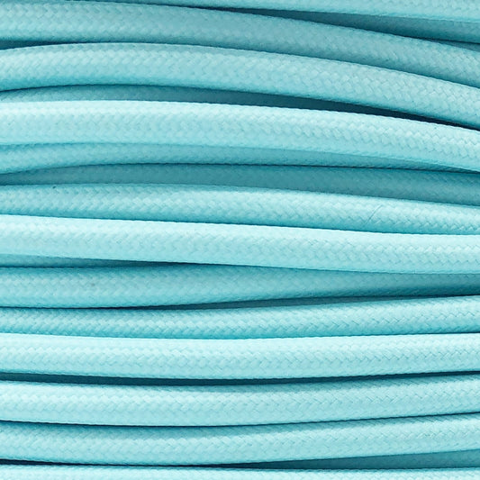 Ægte dekorativ stofledning i farven Himmelblå 2x0,75 mm