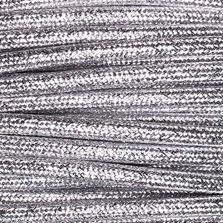 Ægte dekorativ stofledning i farven Sølv fantasy 2x0,75 mm