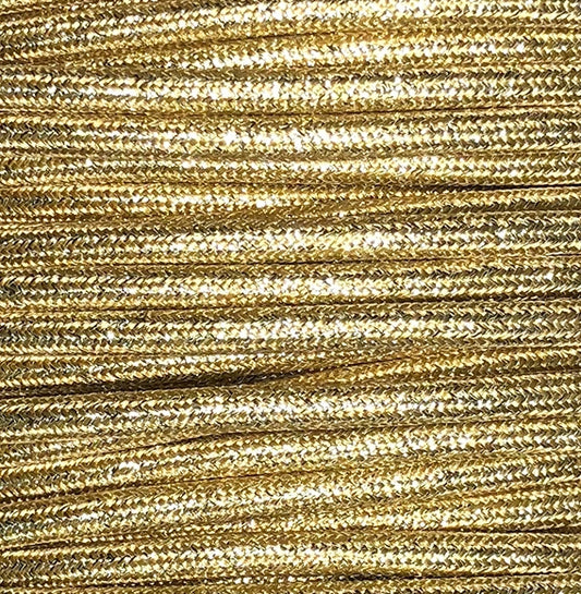 Ægte dekorativ stofledning i farven Gylden fantasy 2x0,75 mm